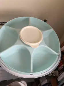 Tupperware Serving Center Set with 6 Compartments and Removable Dip Bowl for Organized Party Food and Snacks