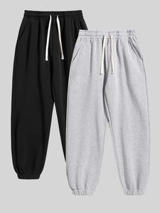 men's solid drawstring waist thermal lined sweatpants, casual comfy regular fit jogger pants for fall & winter, men's trousers for daily wear, pants for men, work pants men, baggy trousers, men's bottoms, cuffed joggers