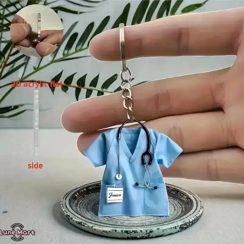 Personalized Stethoscope-Shaped Nurse Keychain - 2D Flat Hospital ID Card Holder, Durable Portable Healthcare Accessory, Commemorative Keychain Collectibles, Hang on Backpacks, Graduation Gift Ideas for Healthcare Workers