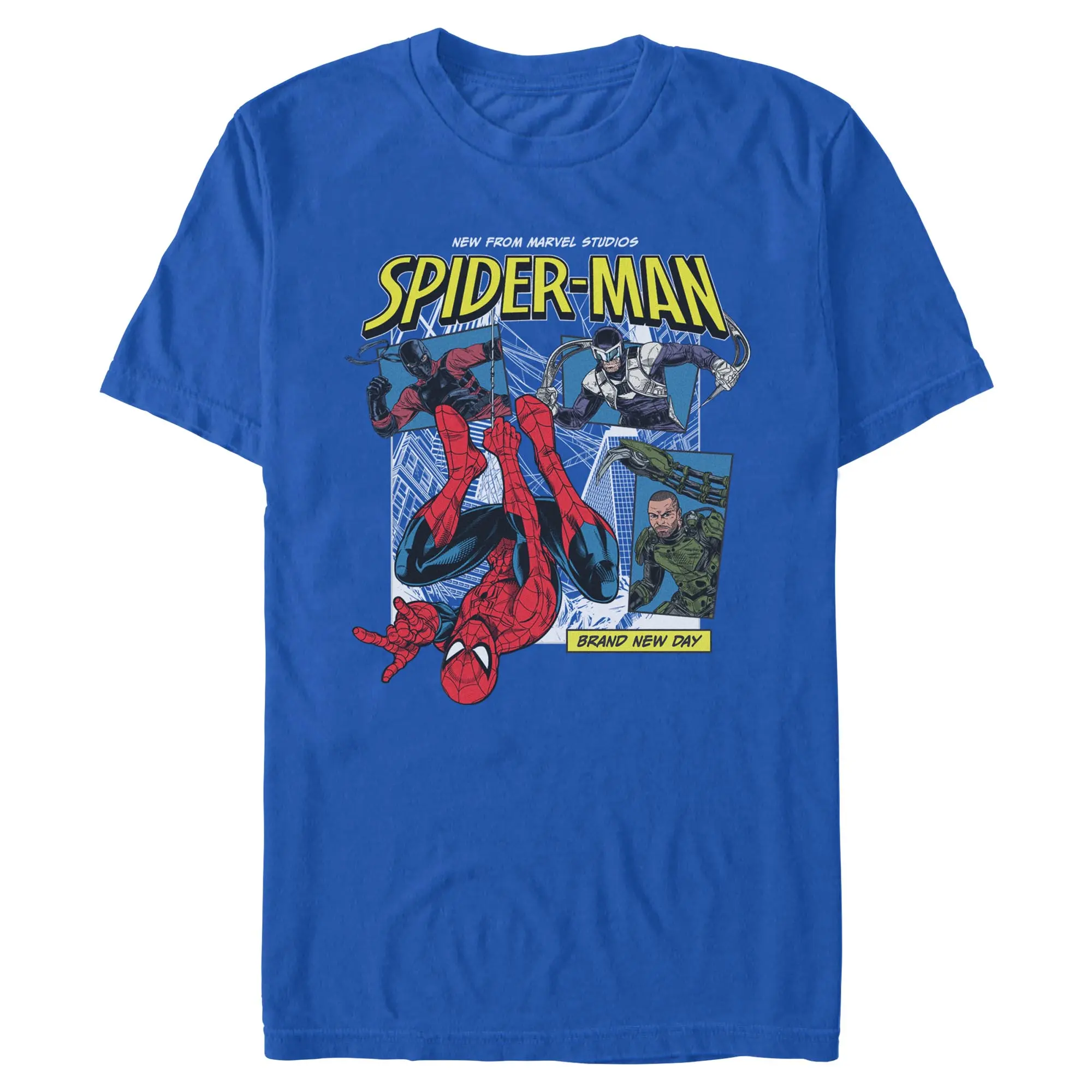 Men's Marvel Spider-Man "Brand New Day Guardian of New York & Villains" Cotton Graphic Short-Sleeve T-Shirt, Casual Clothing, Round Neck Everyday Top, Good Graphic Tee, Superhero Stuff Menswear, Tops, Good Graphic Tees