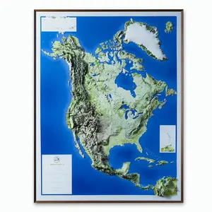 3D North America Map| A True Raised Relief Map - You Can Feel the Terrain| Detailed Topography| Framed Wall Art| Gift for Dad, Teacher Gift| Home & Office Decor (Large, 37.4 x 28.3 in) modern