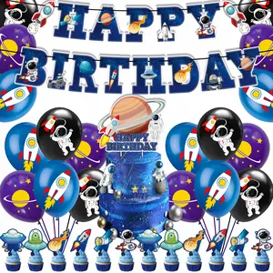 44Pcs Outer Space Birthday Party Decoration Set, Space Theme Banner for Birthday Party Decoration Supplies, Balloon Party Supplies