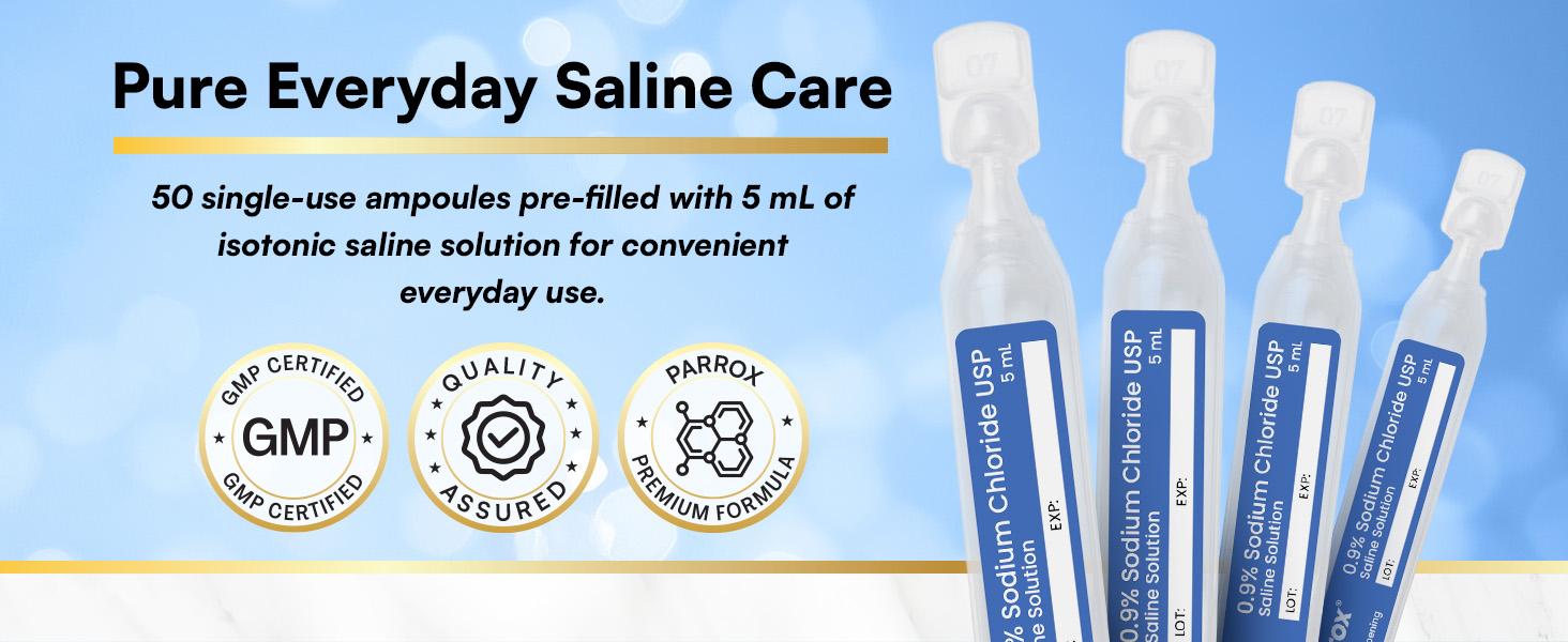 0.9% Saline Solution for Nebulizer (50x5mL vials) - Parrox Daily Nasal Care - Sodium Chloride USP, Single-Use, Preservative-Free 0.9% Saline Solution for Nebulizer (50x5mL vials) - Parrox Daily Nasal Care - Sodium Chloride USP, Single-Use, Preservative-Free