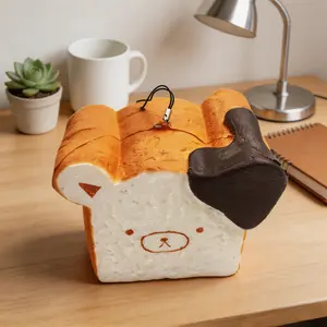 PU Bear Cube Toast Squishy Toy Slow Rise Stress Relief ASMR Sensory Fidget Toy Kawaii Cute Squeeze Toy TikTok Viral Desk Decor Anxiety Relief Decompression Gift For Kids Adults Home Office Party Favor