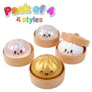 Size3.15*1.97in.2026 New Glitter DumplingSquishy with Steamer Box, Soft Sensory FidgetSteamed Bun Squeeze Tool for Adult Stress &Anxiety Relief,3.15 inches in Diameter CuteOffice Desk Decor and Relaxing Accessory