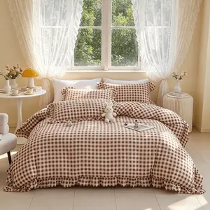 Classic Fashion Plaid Bedding 3-Piece Set, Includes 1 Duvet Cover and 2 Pillowcases Without Core, Soft and Comfortable Brushed Set for Bedroom, Soft Bedding Sets