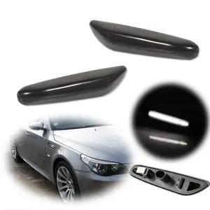 2pcs For BMW 1 3 5 X Series Smoked Lens Front Bumper Side Marker Lamps Lights White LED Kit, Replace OEM 63137253326 63133403613 63137253325