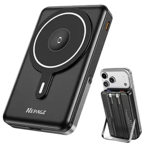 【10000mAh】ZtotopCases Magsafe Portable Charger with Foldable Stand PD 22.5W Fast Charging for iPhone 17/16/15/14/13/12 Series Black