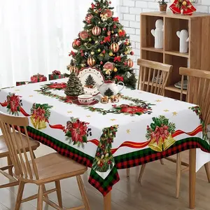 Christmas Tablecloth for Rectangular Tables, Festive Design, Perfect for New Year Parties & Evening Decorations, Party Decoration Supplies