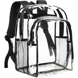 Clear Backpack Heavy Duty - Clear Backpacks for School Transparent Bookbag for Girls Boys Large See Through Bag for Work, College, Concert - Black