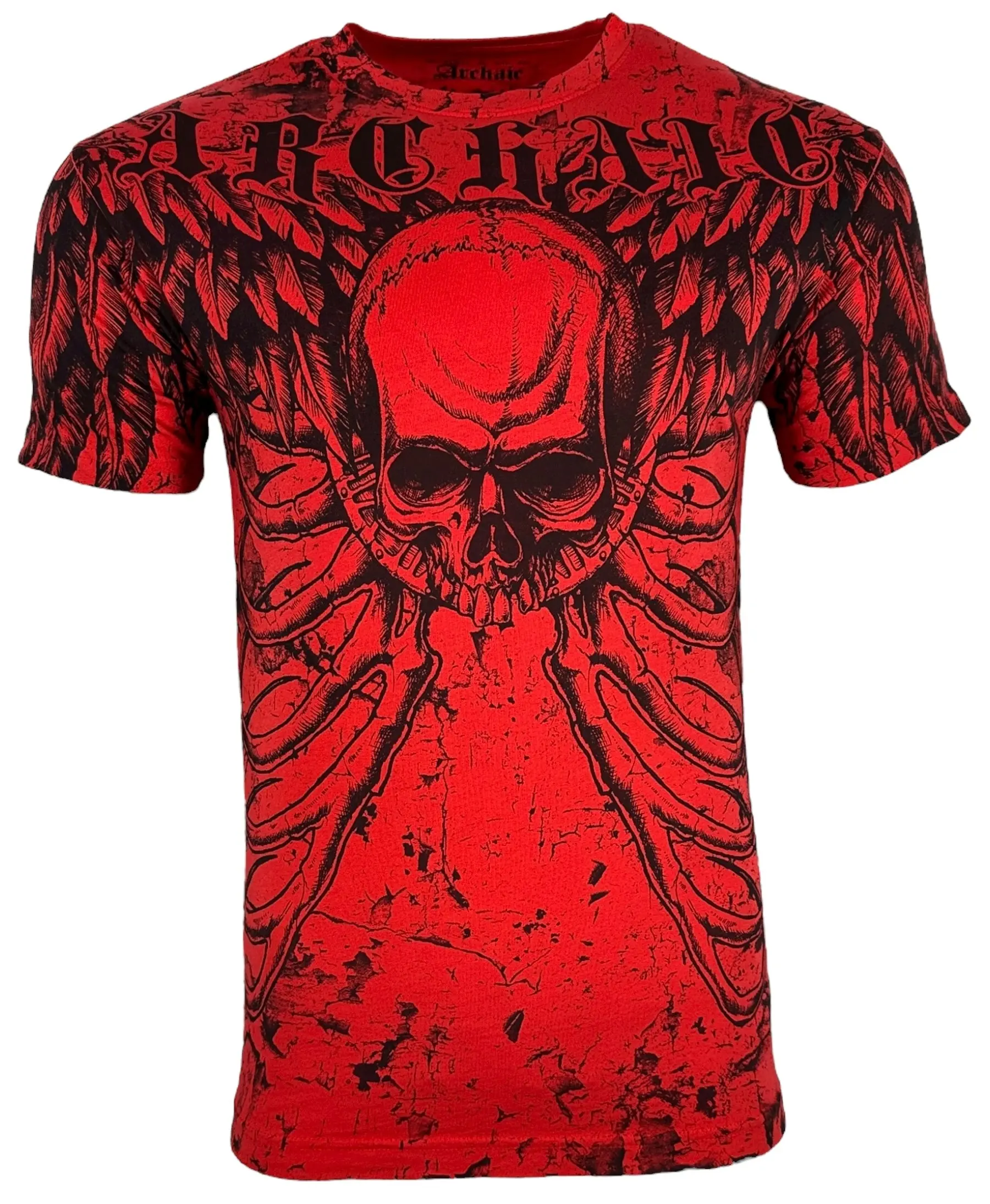 Archaic By Affliction Men's Casual Cotton Short-Sleeve Round-Neck Print T-Shirt, Collision Design