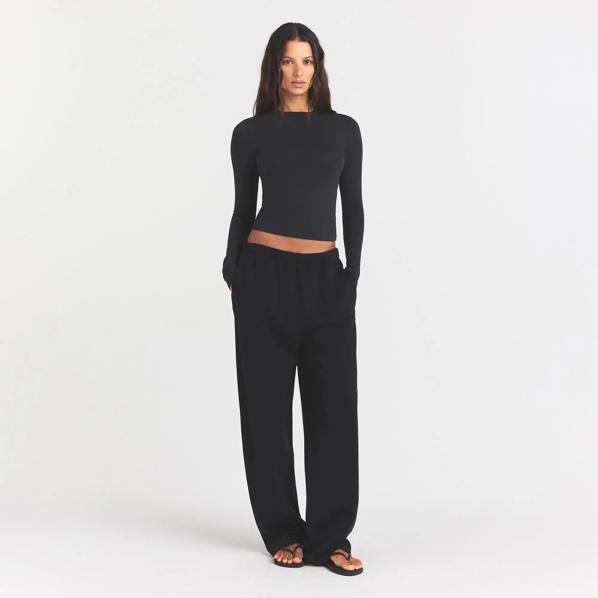 SKIMS COTTON JERSEY LONG SLEEVE T-SHIRT