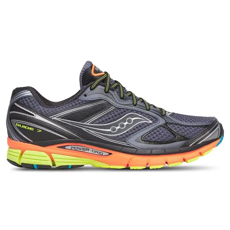 Saucony ProGrid Guide 7 Grey Multi Running Shoes – Performance Sneakers with Breathable Mesh Upper, ProGrid Cushioning Technology, Supportive Stability Design, Durable Rubber Outsole, Lightweight Construction, and Comfortable Fit for Running, Training