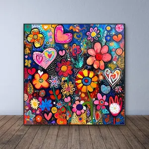 Flower Pattern DIY Diamond Arts Colorful Painting Kit without Frame, Vibrant Flower Patterns, DIY 5D Diamond Arts Colorful Painting Kit, Wall Art Decor for Home Living Room Bedroom