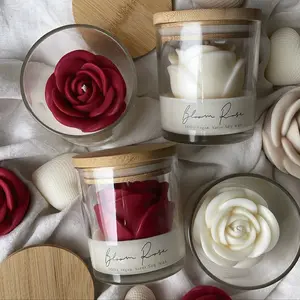 Valentine's Day Rose Glass Candle Wax, High-Quality Aromatherapy Scented Candle, Home Decor Fragrance, Romantic Atmosphere Enhancer, Candle Light