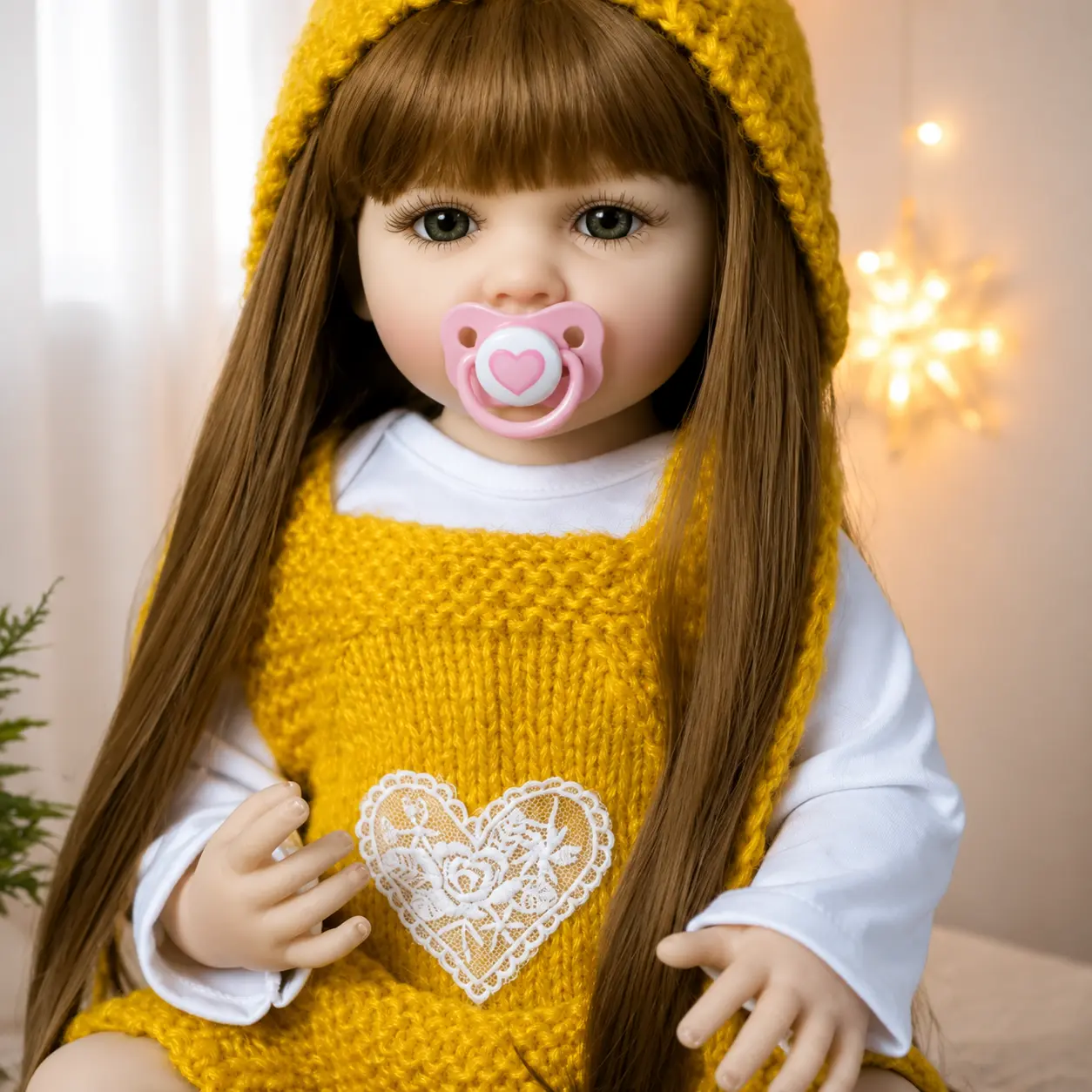 55cm Full Body Vinyl Reborn Doll Girl Baby 22inch Lifelike Long Hair Princess Newborn Toddler Baby Bath Toy for Kids Lovely Birthday Gift