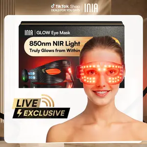 【LIVE EXCLUSIVE】INIA GLOW Red Light Therapy Eye Mask with 96 High-Density LEDs & Cryotherapy Cooling, LED Eye Mask Skincare for Wrinkles, Dark Circles & Puffiness, FDA-Cleared, Portable and Rechargeable, 2-Year Warranty,Summer Beauty Gift Ideas