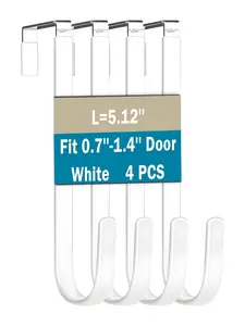 Over The Door Hooks 4 Pack Steel Door Hangers with Rubber Coating Fit 0.7-1.4 Inch Doors for Living Room Bedroom Bathroom Kitchen Organize Clothes Towels Hats Bags