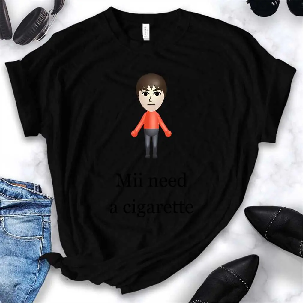 Mii Need A Cigarette Funny Wii T-Shirt (1)