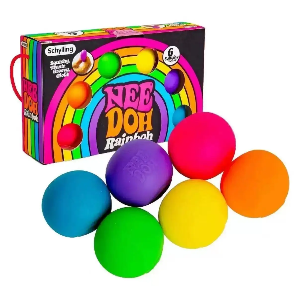 Rainbow 6 Pack Squishy Balls Schylling Original Fidget Stress Balls Soft Squeeze Sensory Toys for Kids