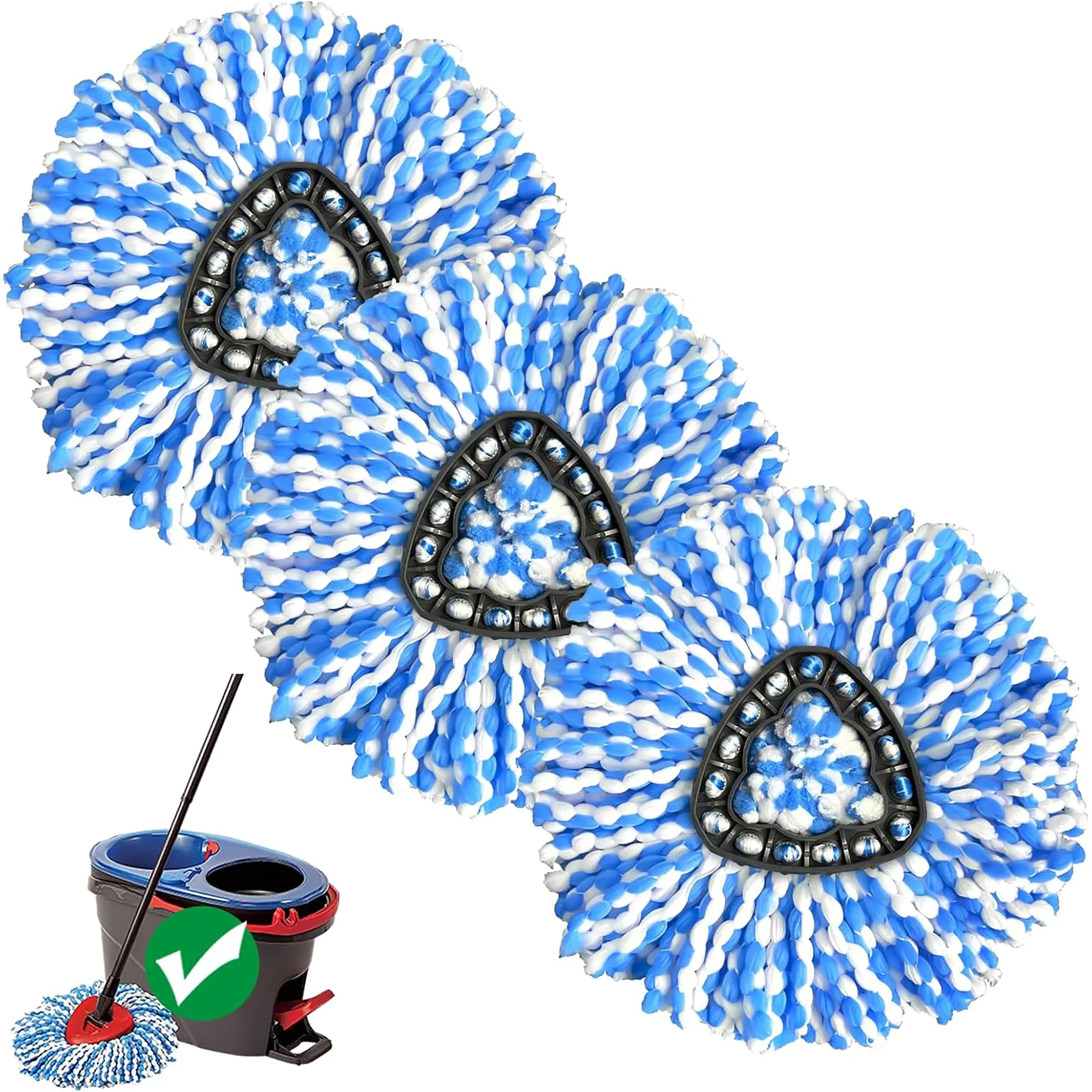 2-Tank Spin Mop Replacement Head for o-cedar/Vileda, 3 Pack Mop Head Replacement, Microfiber, Machine Washable, Easy to Replace and Deep Cleaning