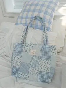 1PC Elegant Floral Patchwork Shoulder Bag, Large Capacity Shopping Handbag, Travel Organizer for Women, Makeup & Daily Essentials Storage, Fashionable Patterned Bag, Fashion Tote Bag, Handcrafted Bag