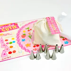 Fruity Cutie Piping Practice Kit with 8 Nozzles, 8 Piping Bags, Reusable Practice Sheet, & Free Video Guide Kawaii Bento Cake Decorating Bakeware Gift Idea
