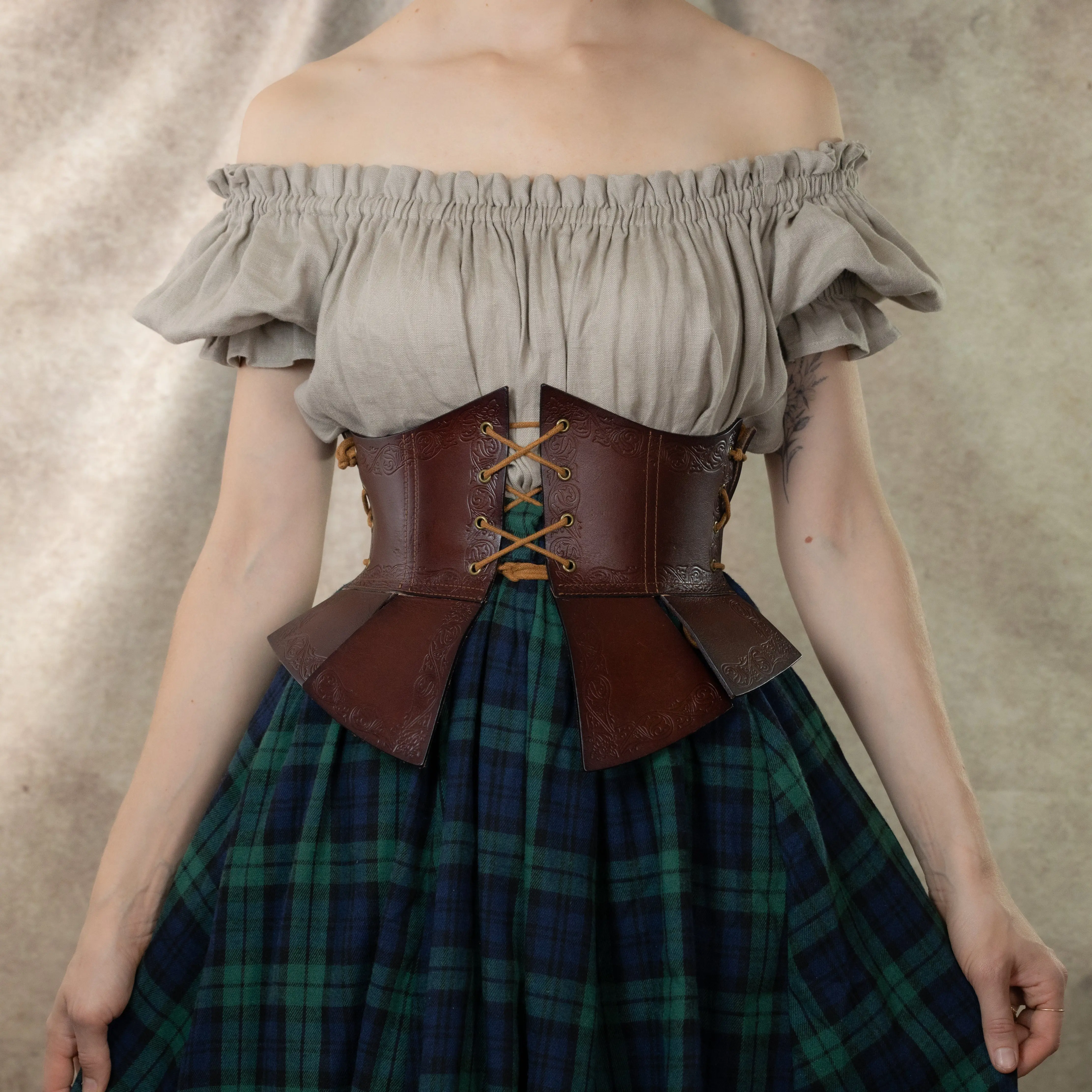 Debossed Leather Underbust Corset Debossed Leather Underbust Corset