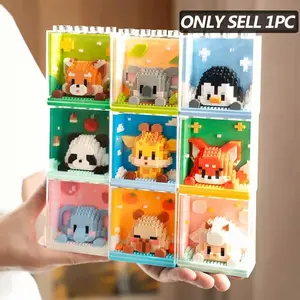 Cute Animal Design Micro Model Building Block, 1 Box Mini Animal Micro Model Building Block with Display Box, City Cartoon Animal Diamond Bricks Toy, Building Block Bear, Building Block Sets, Assembly Building Blocks