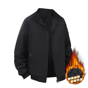 Men's Black Thermal Puffer Jacket with Hood Plaid Quilted Lining Heavyweight Warm Winter Coat for Cold Weather Hoodie Menswear Long Sleeve Zipper Polyester Tops