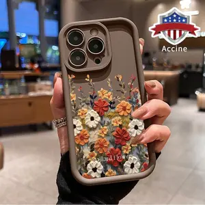 Floral Garden Pattern TPU Phone Case for iPhone 16 15 14 Pro Max 13 12 11 XR XS Plus E Shockproof Full Camera Protection Durable Slim Silicone Cover Cellphone Protective
