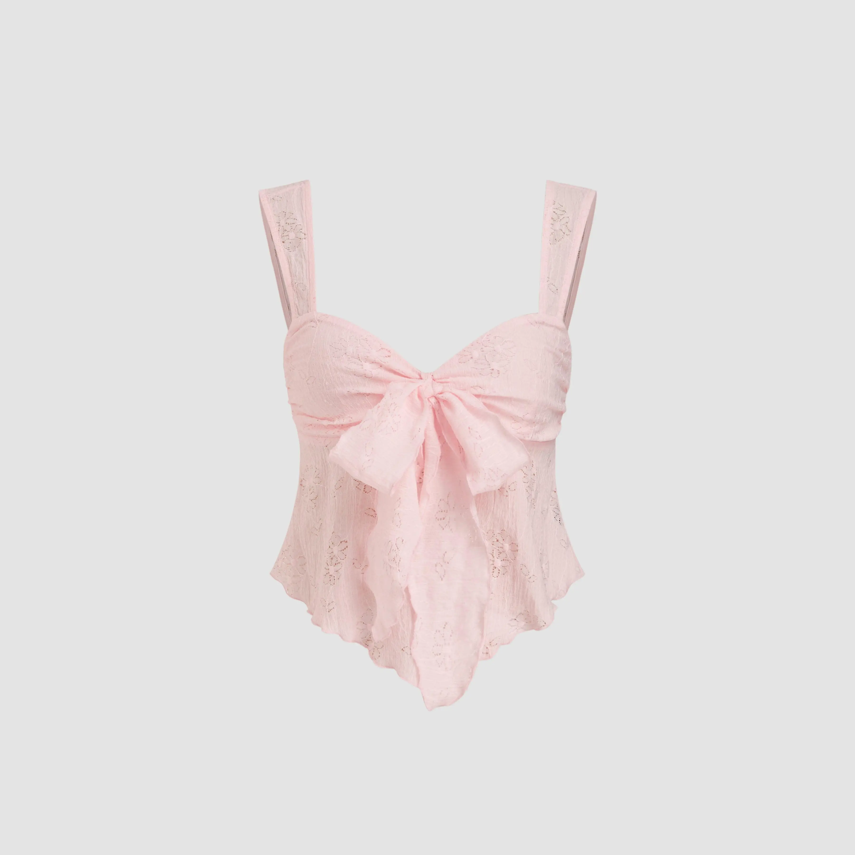 Cider Lace Sweetheart Bowknot Tank Top