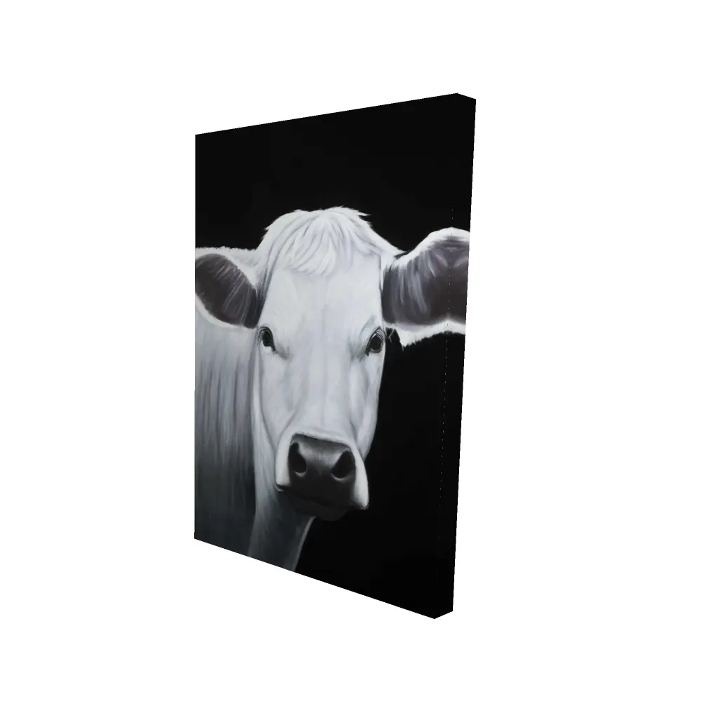 360 Stand 24x36 in. High-Def White Cow Illustration Wall Print - Black Farmhouse Rustic Artistic Artwork, Home Decoration, Ideal Home Supplies Gift, Photo, Farm-Themed Wall Arts, Rustic Wall Arts
