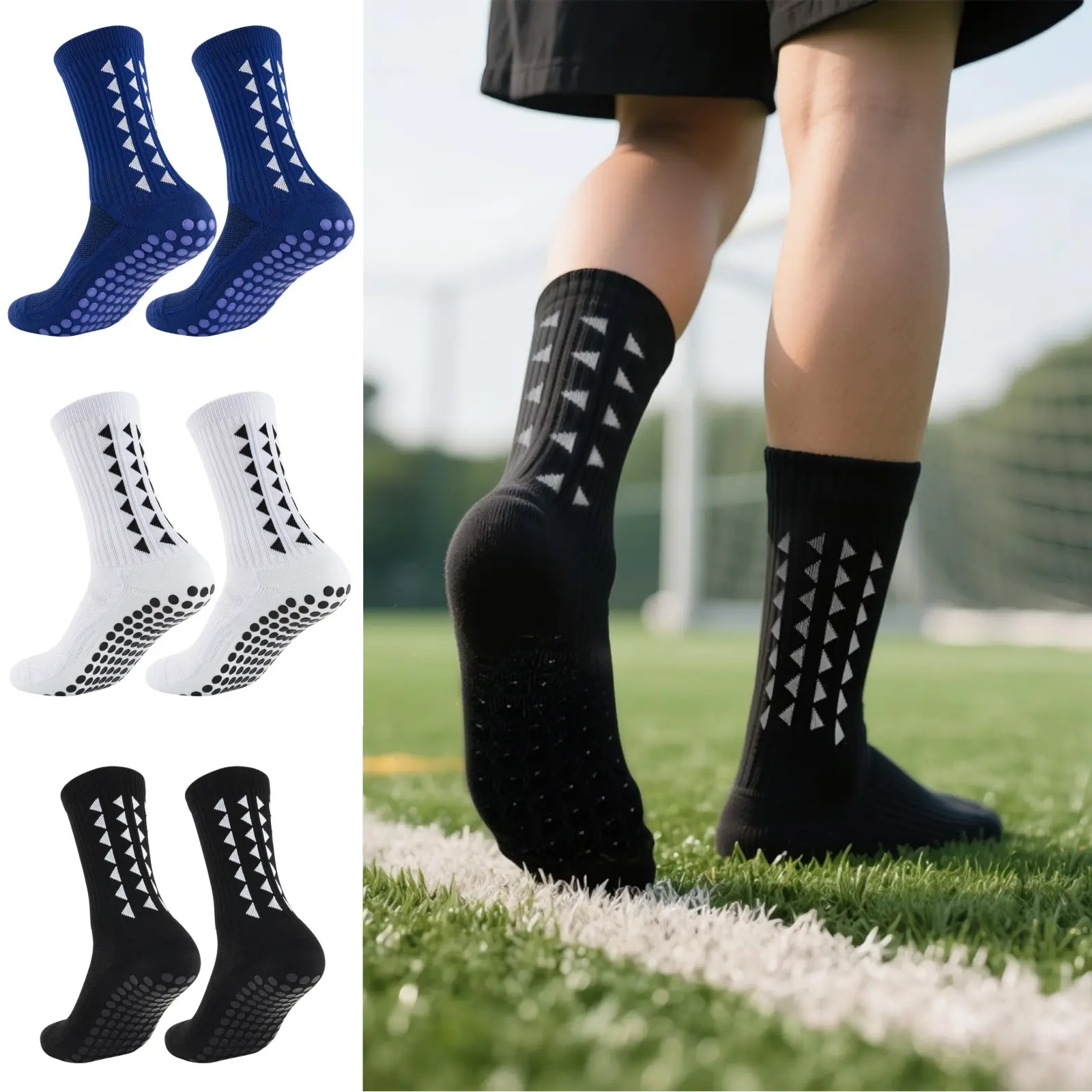 Lpxpass Cushioned Anti-Slip Texture Sports Socks - Unisex Youth, 3/6/10 Pairs, Breathable Quick Dry Moisture Wicking No Sweat, for Football Training & All Seasons, Breathable Quick Dry Sports Socks, Gripsocks, Sweat Control Sports Socks