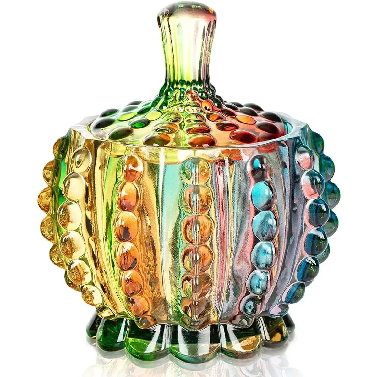 Colorful  Glass Candy Snack Barrel Storage Jar Embossed Luxury Cookie Buffet Canister With Lids  Box Jar Biscuit Containers