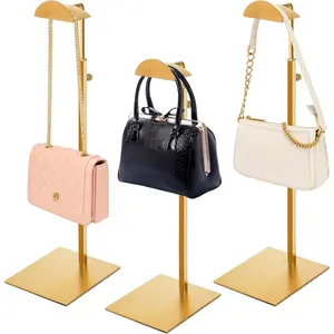Set of 3 Purse Display Stand Stainless Steel, Adjustable Metal Handbag Holder  Tabletop Bag Rack, Single Hook  Display Stand for Closet, Boutique, Store