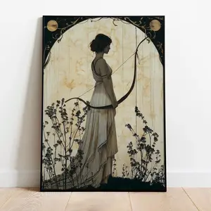 [Sale off up to 50%] [Free ship] [No Frame] Artemis Premium Poster, Greek Goddess of Hunting, Art Nouveau Print, Divine Feminine Art, Home Decor, Greek Mythology, Feminine Energy