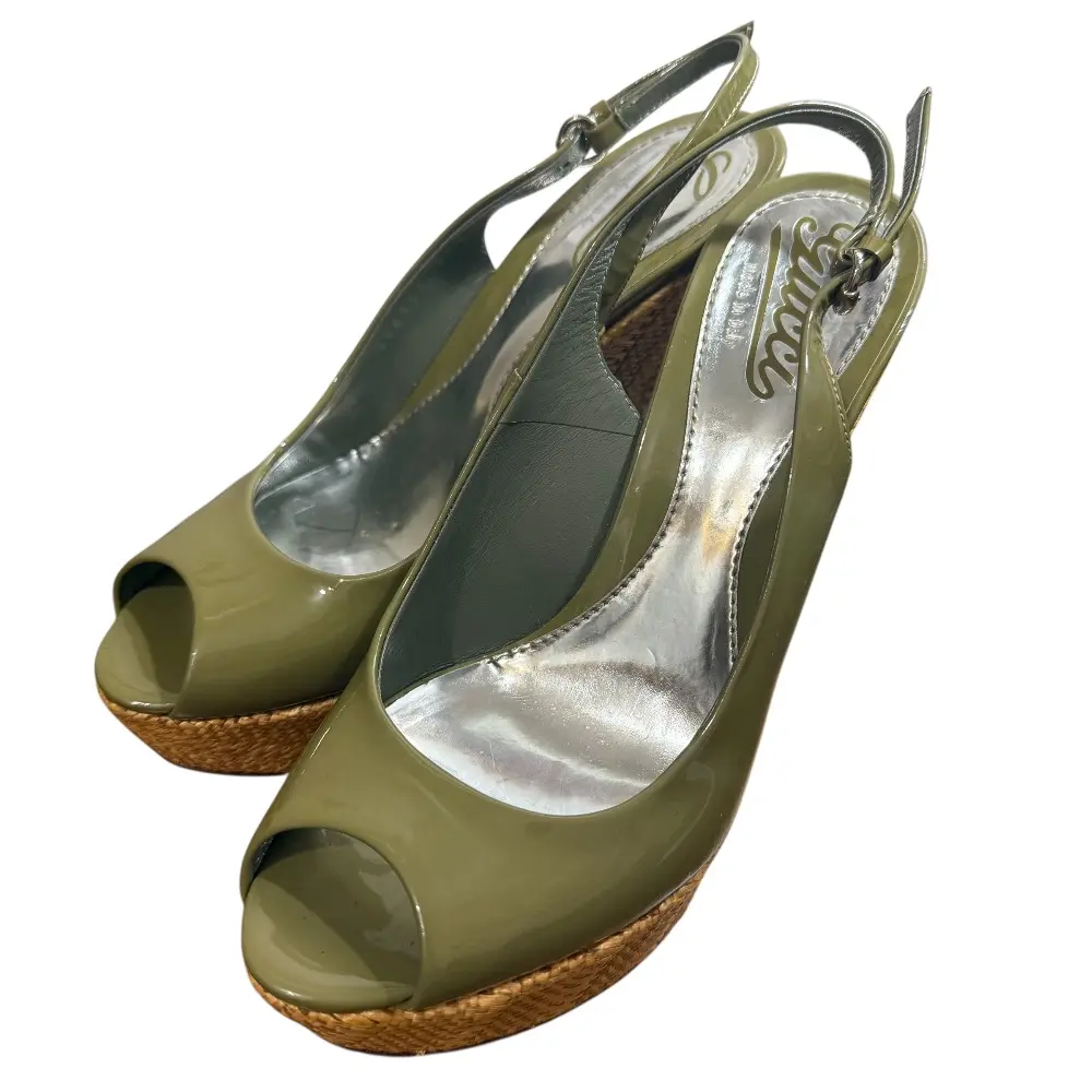 Pre-owned GUCCI Patent Leather Small Leather Goods Wedge Sandals