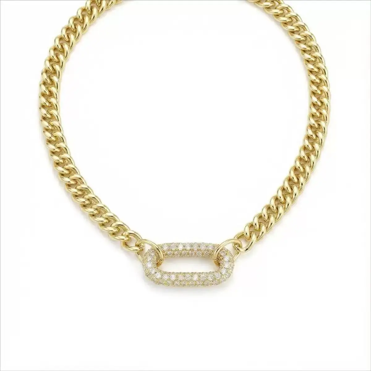 Gold Cuban Link Necklace with Paved Zircon | Elevate Your Date Night Look Dainty But Bold!  Plated Zircon Choker | Perfect for Any Occasion