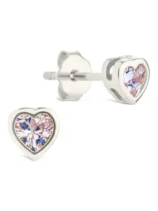 Sterling Silver Bezel Set CZ Heart Studs