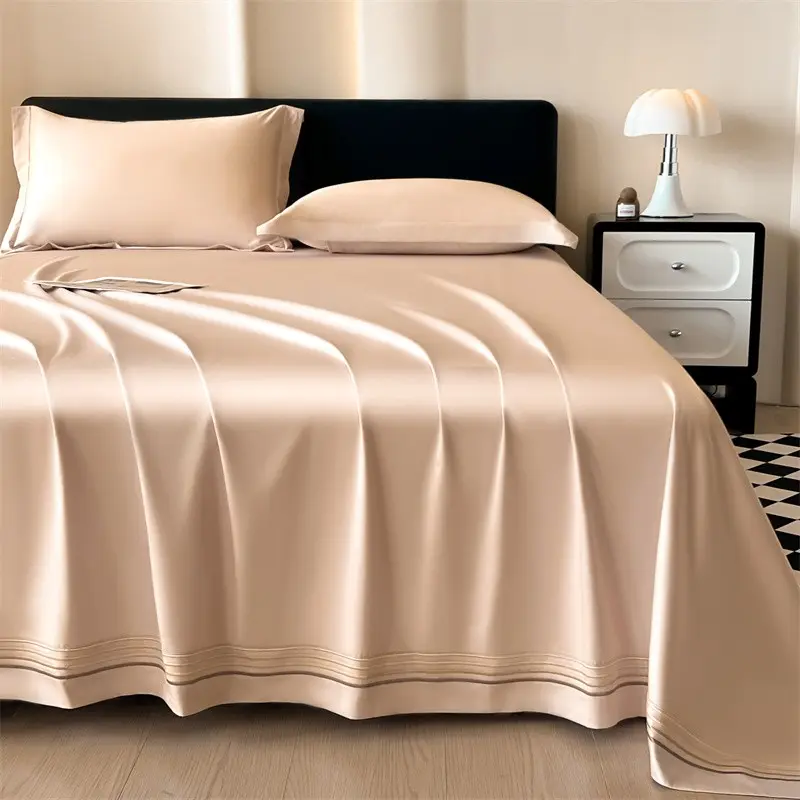 3-Piece Embroidery Bed Sheet Set, Soft & Cozy Fabric, Minimalist Design, Includes Flat Sheet + 2Pillowcases, Ideal for Comfortable Sleep