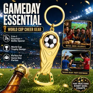 2026 Football Cup Rotatable Multi-Function Keychain Opener, Soccer Trophy Keychain, Perfect Gift for Football Fans, Ideal for Bars and Pubs