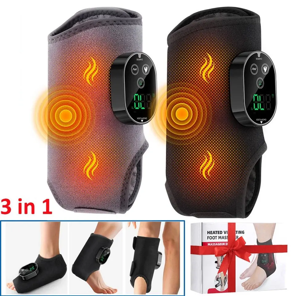Cordless Foot Ankle Massager Pain Relief with 6 Heat Levels, 3 Vibration Modes