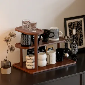 Multi-Layer Wooden Display Rack, Home Storage Organizer, Cosmetic Showcase, Cup Holder, Key Holder, Space-Saving Design, Durable Material, Cosmetic Display Stand, Display Riser