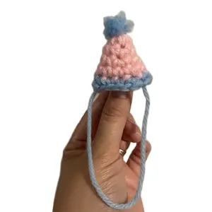Crocheted Handmade Birthday Hat for Plushies with Pom Pom on top