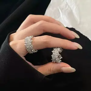 New style fashion adjustable ring for women princess square bag moissanite one carat open engagement jewelry gift
