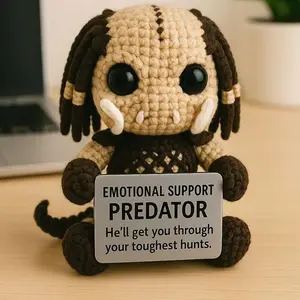 Emotional Support Predator, Handmade Crochet Alien Hunter Plush Doll