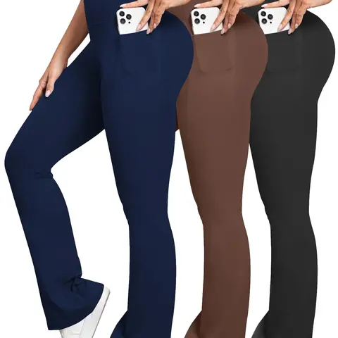 Women's Sexy High Waisted Bell Bottom Pants, Side Pockets, Butt Lifting Design, Yoga Sportswear, High Waist Activewear, High Waisted Athletic, Activewear Bottoms, All Seasons, Single Piece, Multiple Pieces