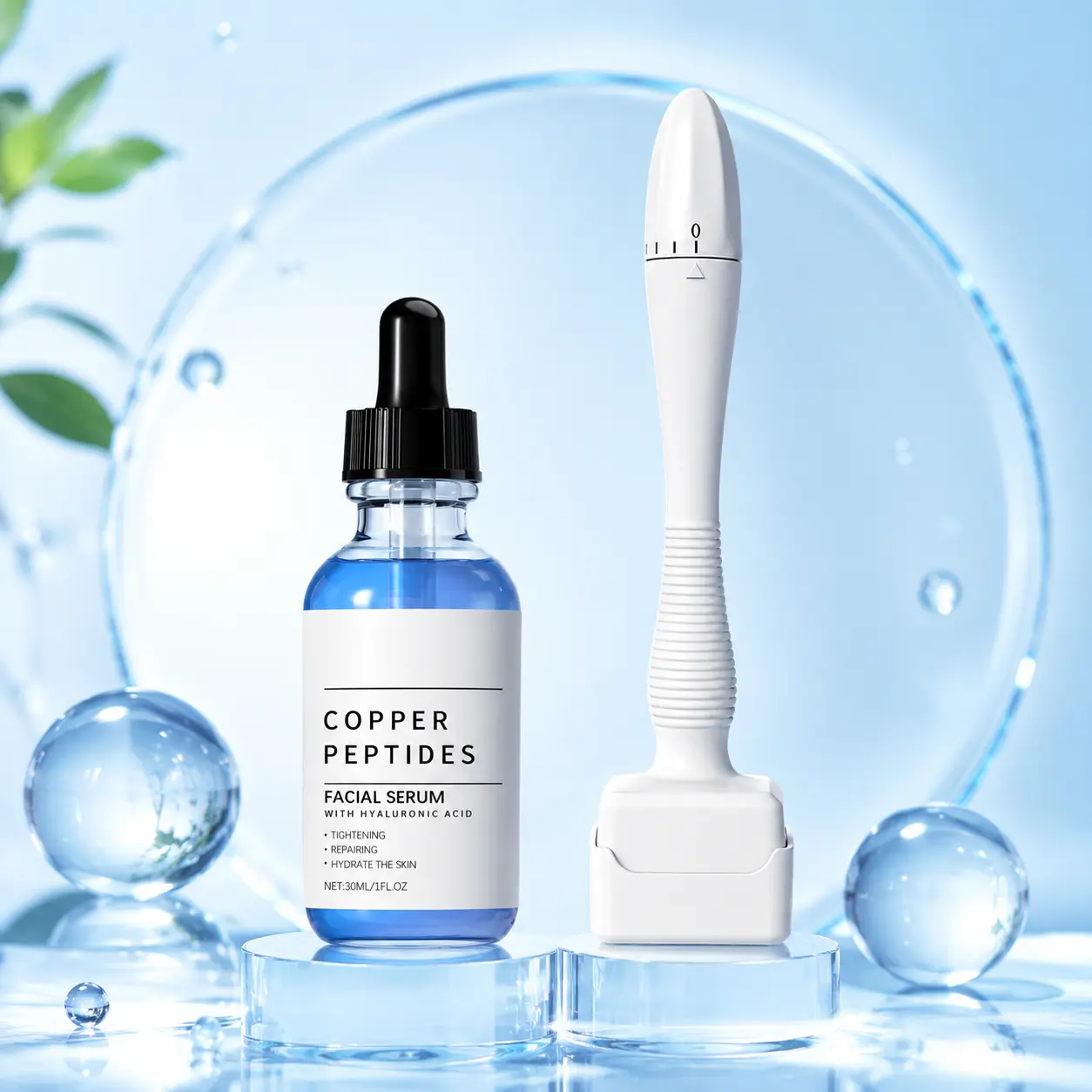 GHK-Cu Copper Peptide Liquid Serum with Hyaluronic Acid, Moisturizer for Hydrating, Firming, Wrinkle-Smoothing, Pore Control, 30ml Fragrance-Free Vegan Cruelty-Free Skincare for All Skin Types
