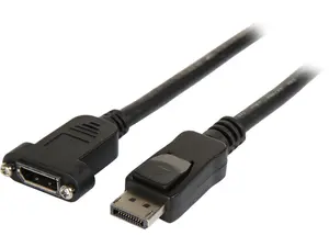 StarTech.com DPPNLFM3PW 3 ft. Black Connector A: DisplayPort Male Connector B: DisplayPort Female Powered DisplayPort Panel Mount Cable with Power Male to Female